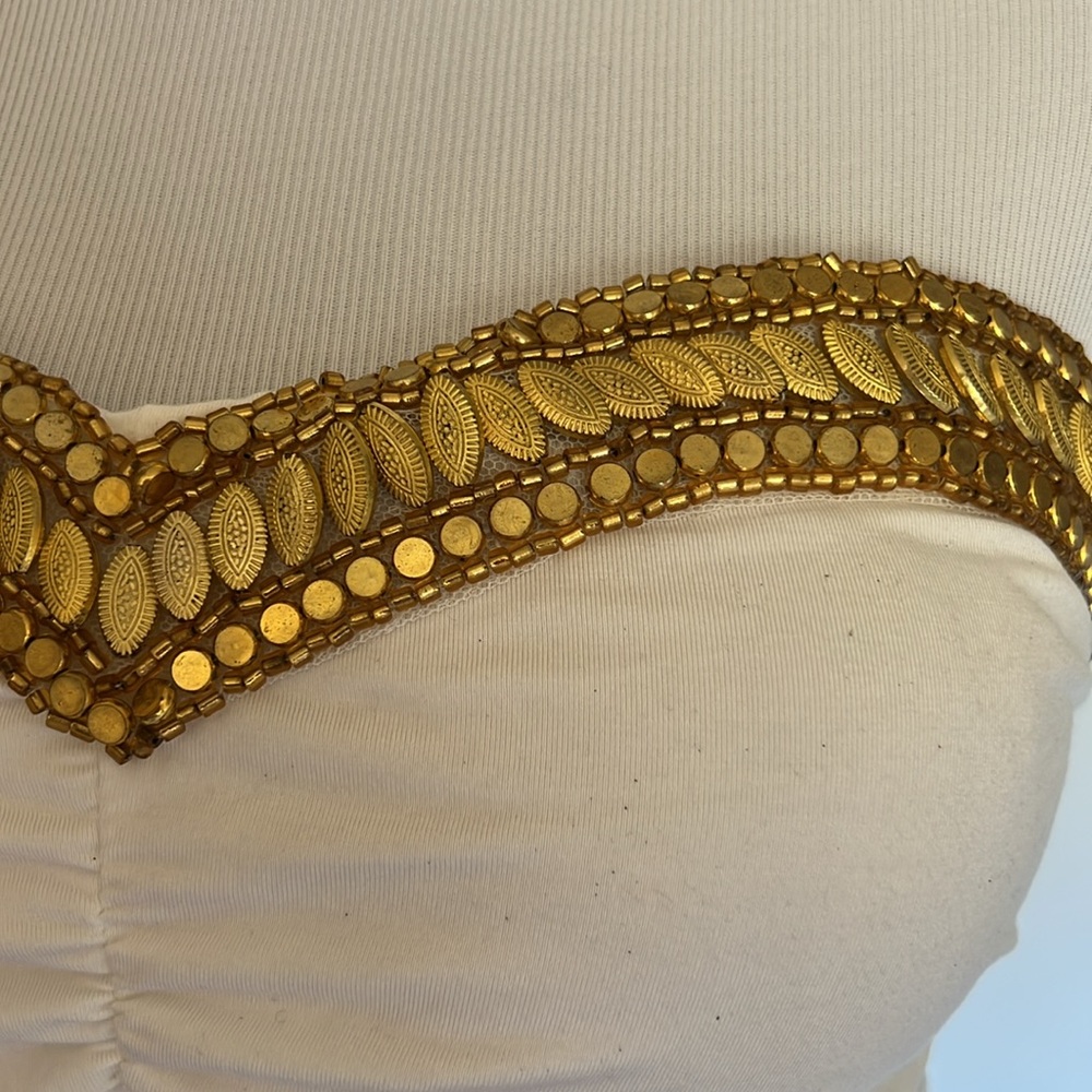 Bebe White Strapless Top with Gold Detail - Picture 4 of 9